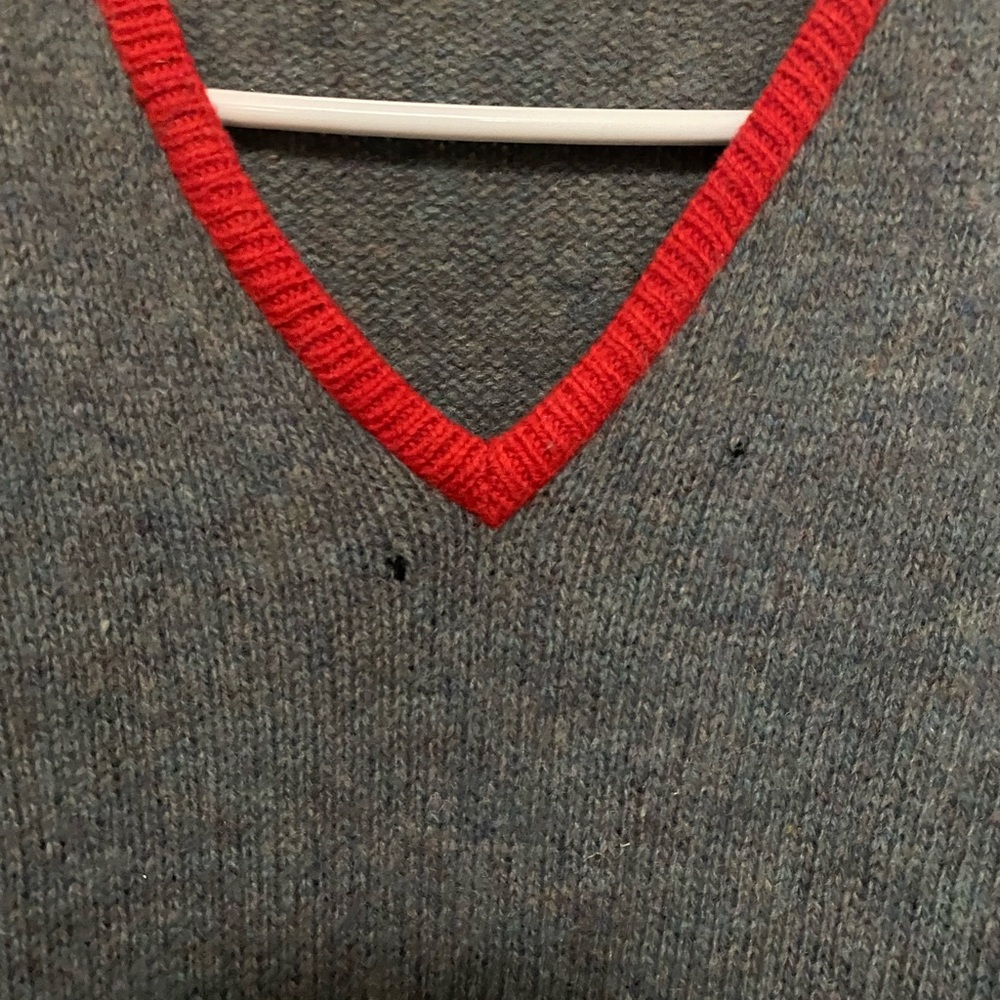 Lion Knitting Mills  Gray Long Sleeve Dress with Red Accents - Picture 3 of 4